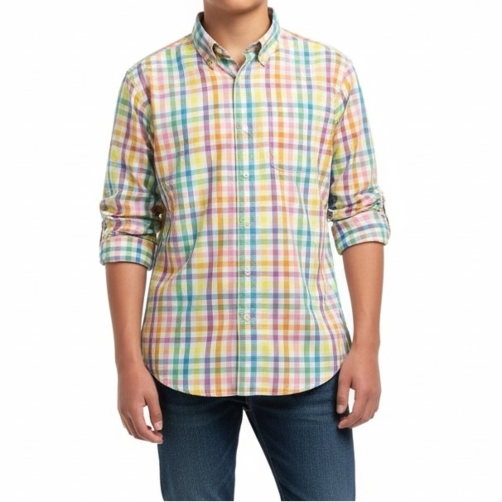 Crewcuts Multicolor Gingham Long Sleeve Button Front Poplin Shirt